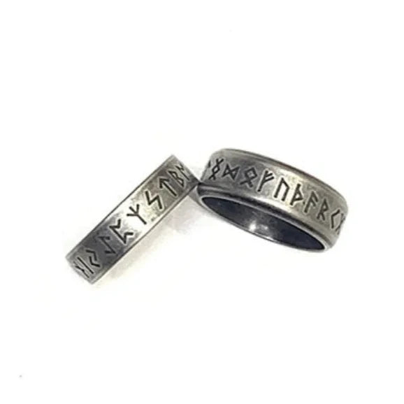Nordic Norse Rune Mens Viking Ring - Silver - Unisex - That Rock Aesthetic