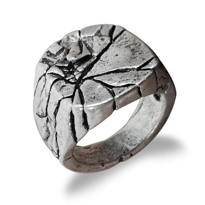 Cracked Volcanic Rock Ring Mens - Stainless Steel Silver - Unisex - That Rock Aesthetic