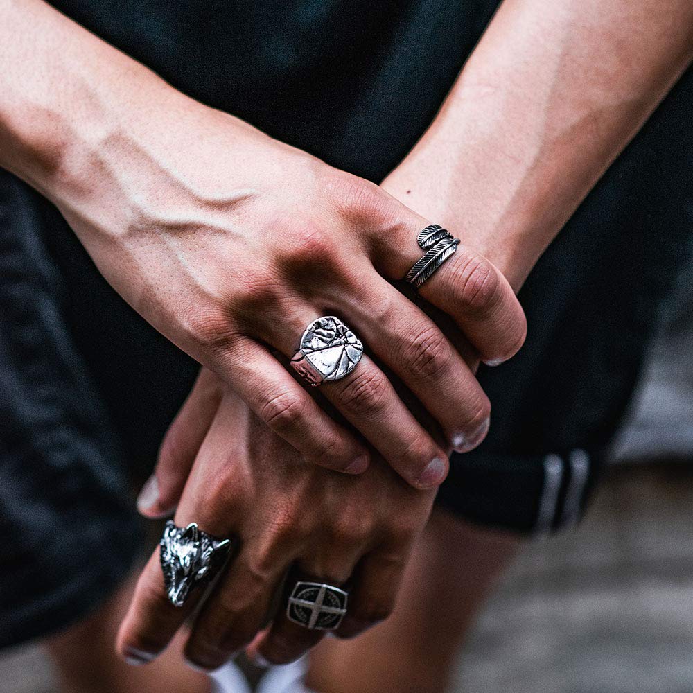 Cracked Volcanic Rock Ring Mens - Stainless Steel Silver - Unisex - That Rock Aesthetic