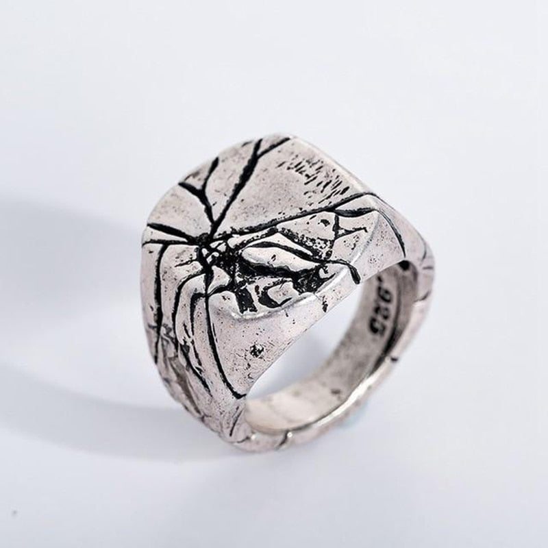 Cracked Volcanic Rock Ring Mens - Stainless Steel Silver - Unisex - That Rock Aesthetic
