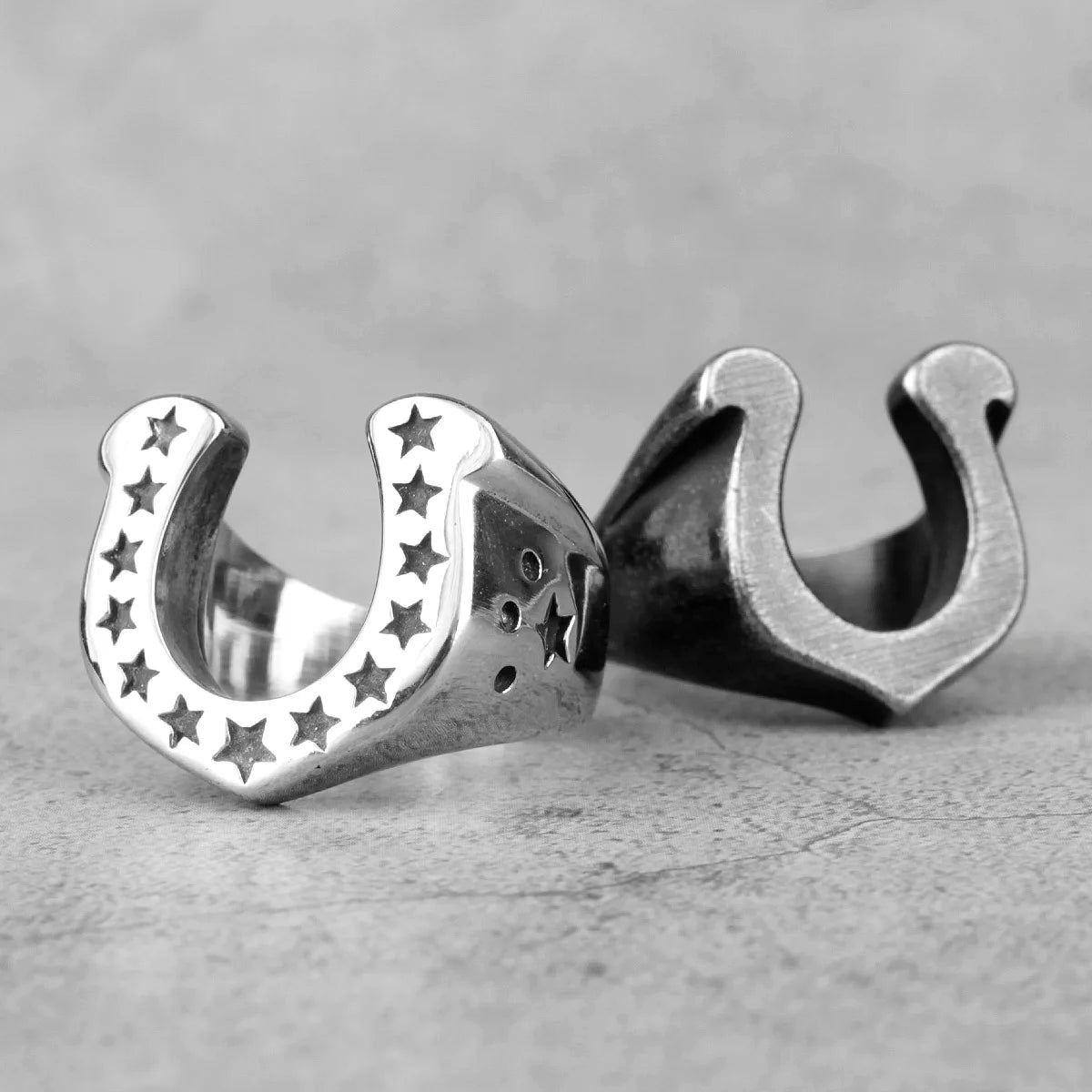 Western Cowboy Horseshoe Ring Mens - Stainless Steel Silver - Unisex - That Rock Aesthetic