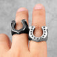 Western Cowboy Horseshoe Ring Mens - Stainless Steel Silver - Unisex - That Rock Aesthetic