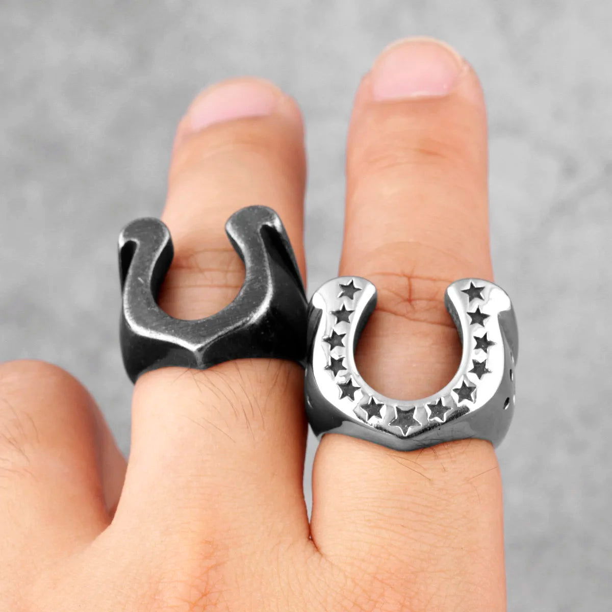 Western Cowboy Horseshoe Ring Mens - Stainless Steel Silver - Unisex - That Rock Aesthetic