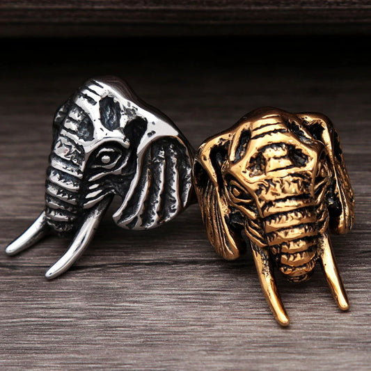 Wild African Elephant Ring Mens - Stainless Steel Silver & Gold - Unisex - That Rock Aesthetic
