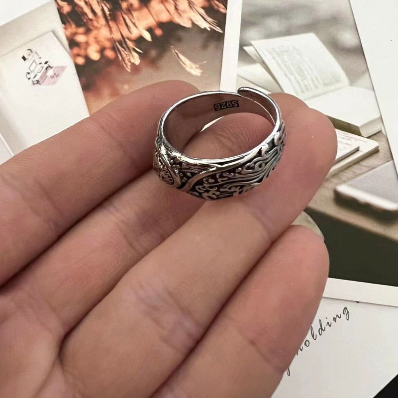 Boho Yin Yang Ring - Silver - Unisex - Adjustable - That Rock Aesthetic
