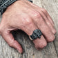 Viking Volcanic Rock Stone Spear Mens Ring - Stainless Steel Silver - Unisex