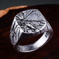 Volcanic Cracked Rugged Mens Ring - Stainless Steel Silver - Unisex