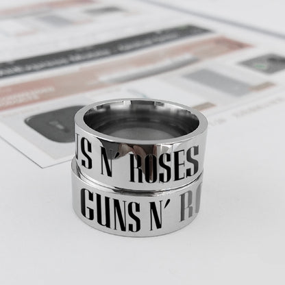 Guns N Roses Slash Band Mens Ring - Stainless Steel Silver - Unisex