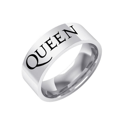 Queen Freddie Mercury Band Mens Ring - Stainless Steel Silver & Black - Unisex