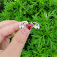 Black or Red Love Heart Devil Wing Unisex Ring - Silver - Onyx or Ruby Gemstone