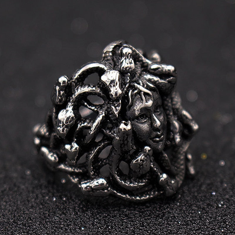 Gothic Medusa Snake Hair Ring - Stainless Steel Silver - Unisex