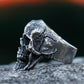 Double-Headed Gothic Skull Mens Ring - Titanium Steel Silver - Unisex
