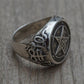Satanic Pentagram Mark of the Devil Star Mens Ring - Silver - Unisex