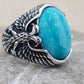 Turquoise Eagle Oval Mens Ring - Silver - Unisex