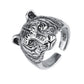 Graceful Tiger Head Mens Ring - 925 Silver - Unisex