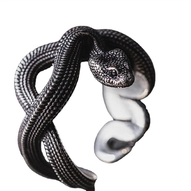 Gothic Wraparound Mens Snake Ring - Silver - Unisex
