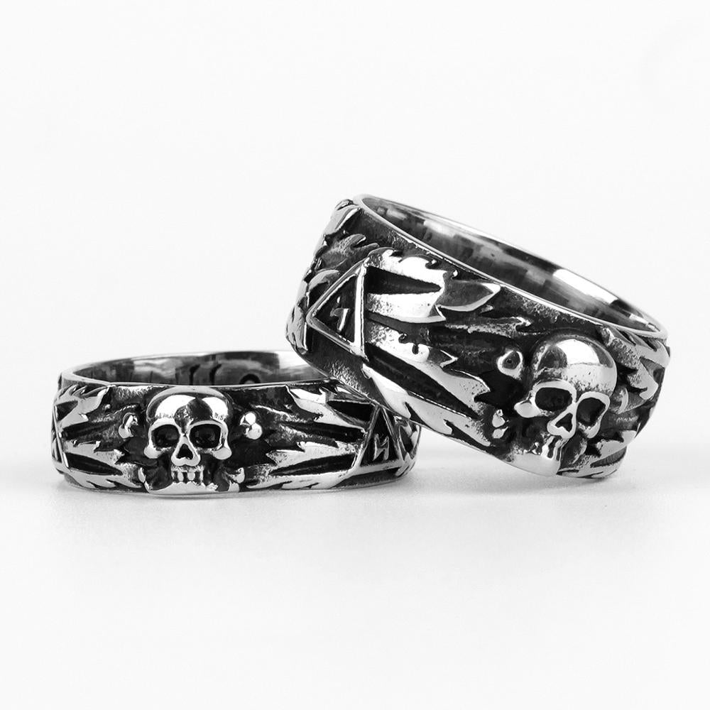 Skull and Crossbones Gothic Mens Ring - Stainless Steel Silver - Unisex